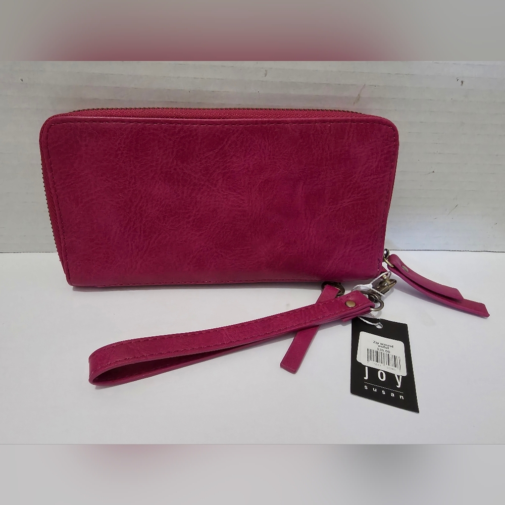 Joy Susan Women Zip Around Wallet/Wristlet Pink